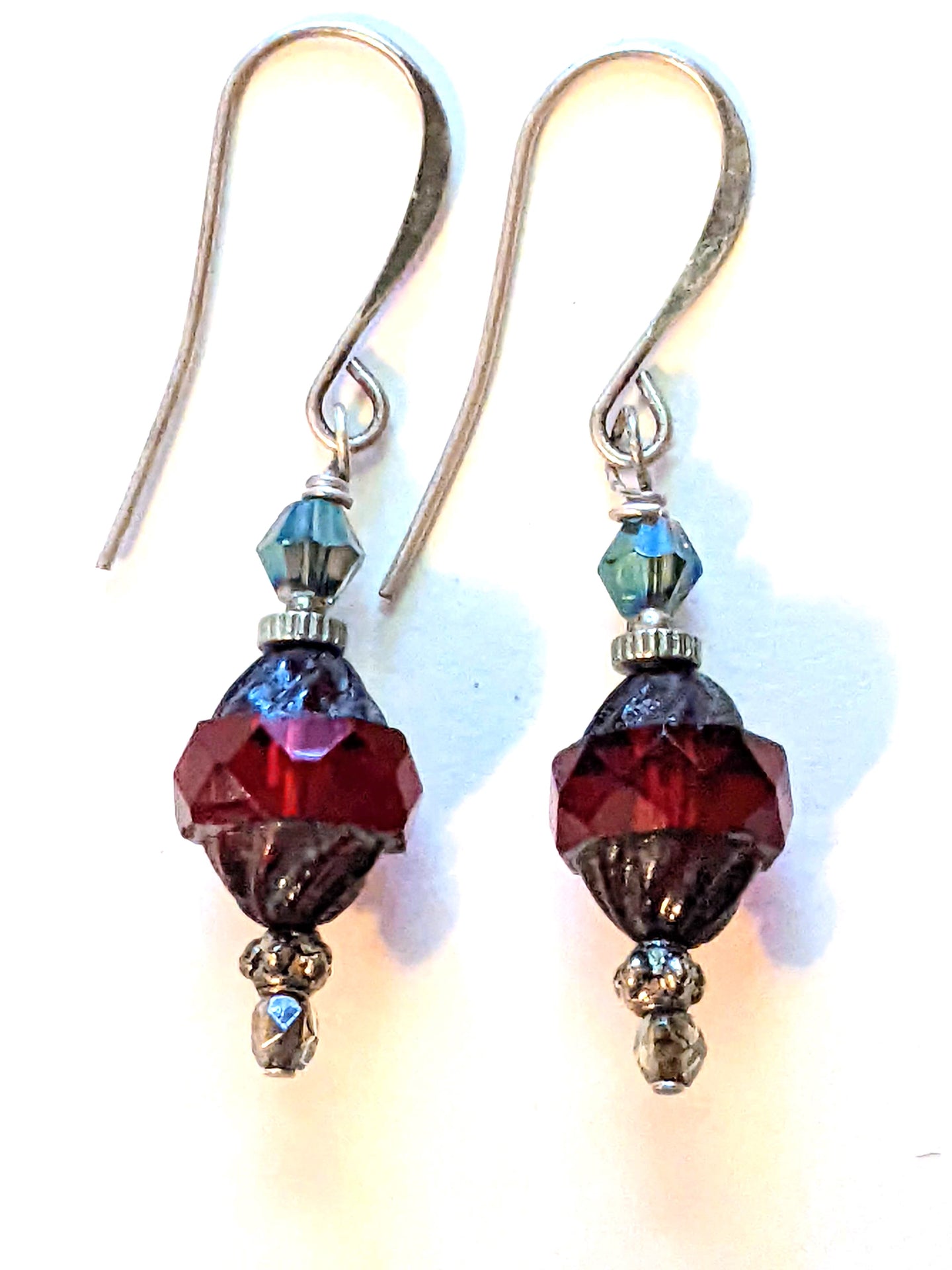 red & grey crystal earrings #2