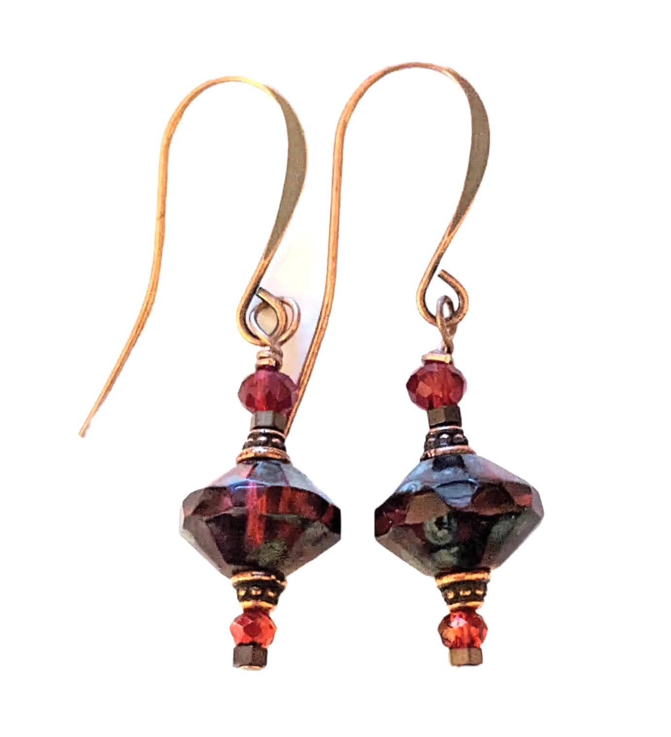red crystal earrings