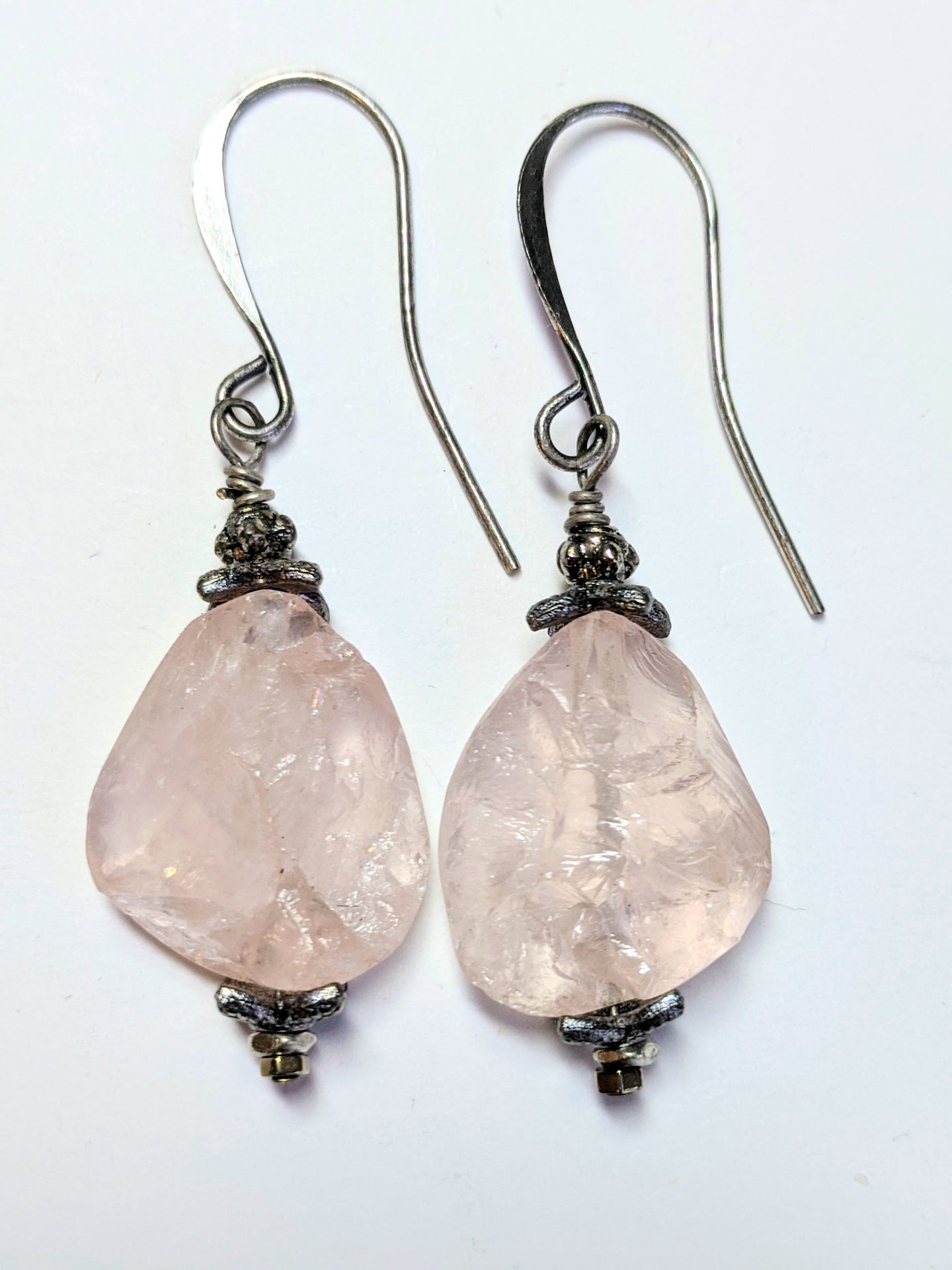 rose quartz earrings - sunroot studio