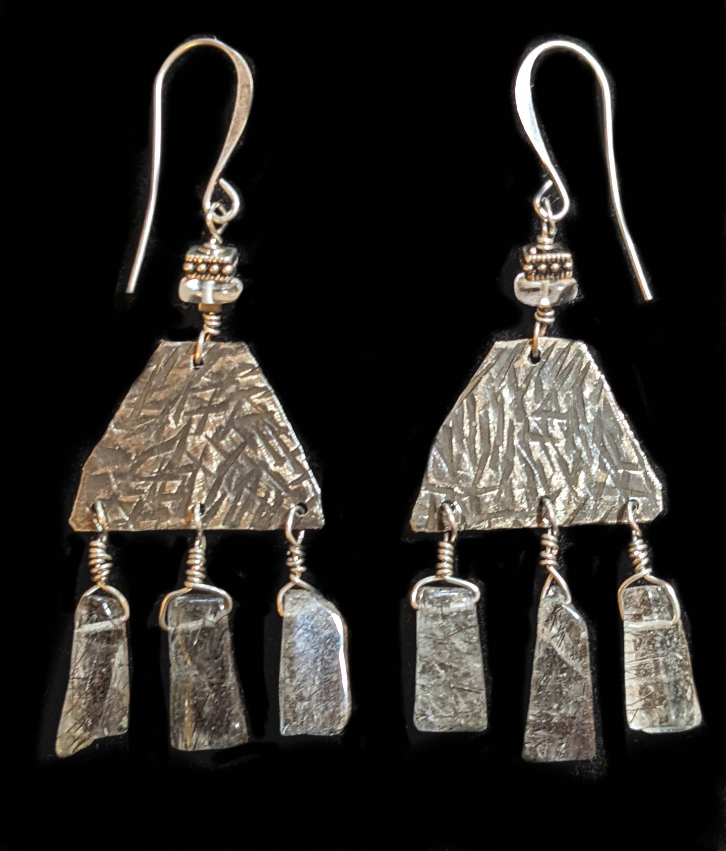 rutilated quartz chandelier earrings