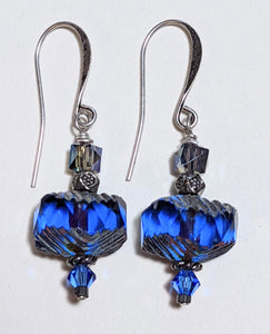 Sapphire Czech Glass Earrings