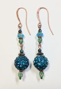 Turquoise Shamballa Earrings - Sunroot Studio