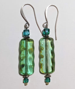 Transparent Green Czech Glass Earrings