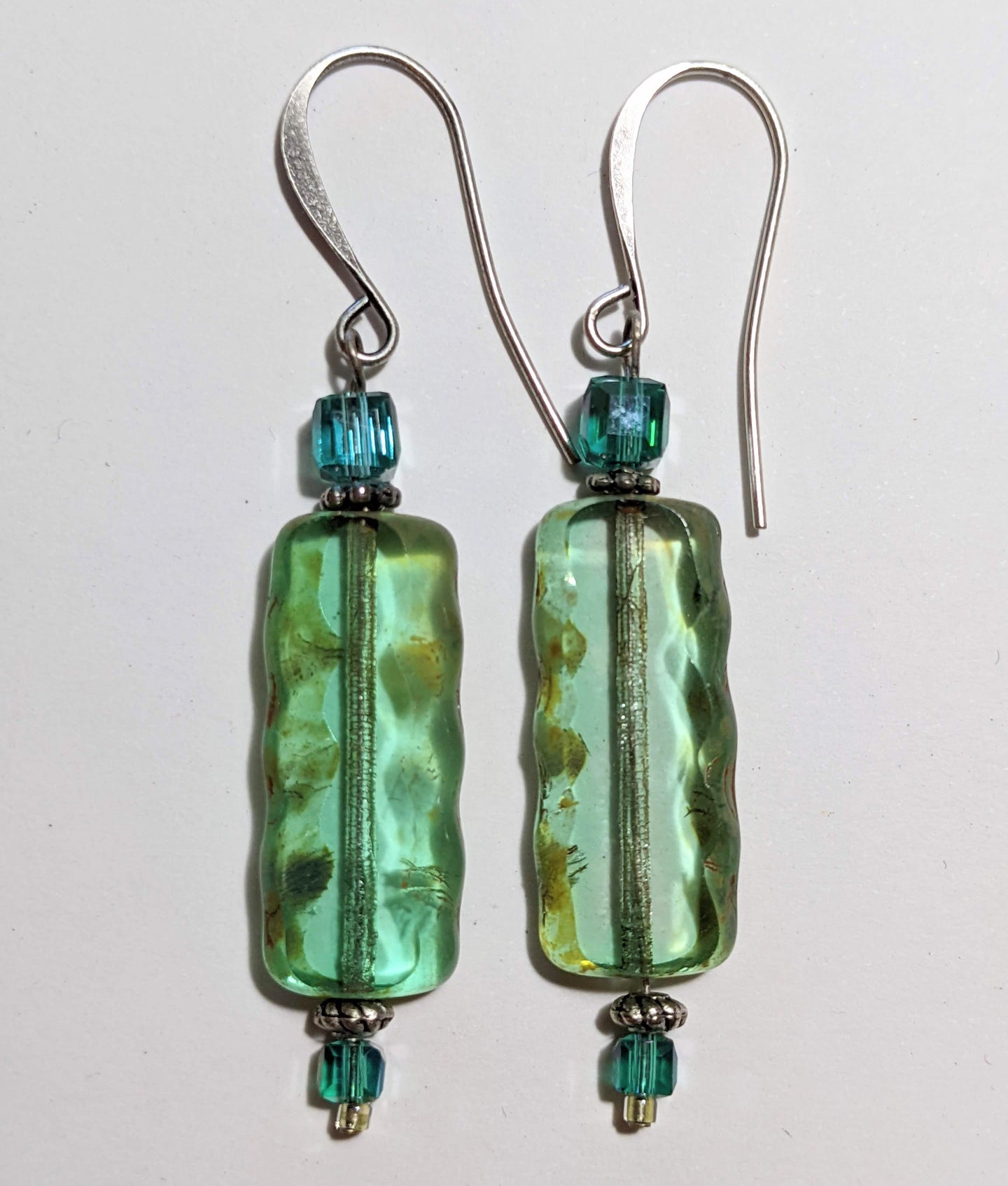 transparent green czech glass earrings