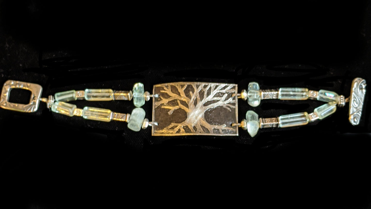 nickel silver tree & fluorite bracelet - sunroot studio