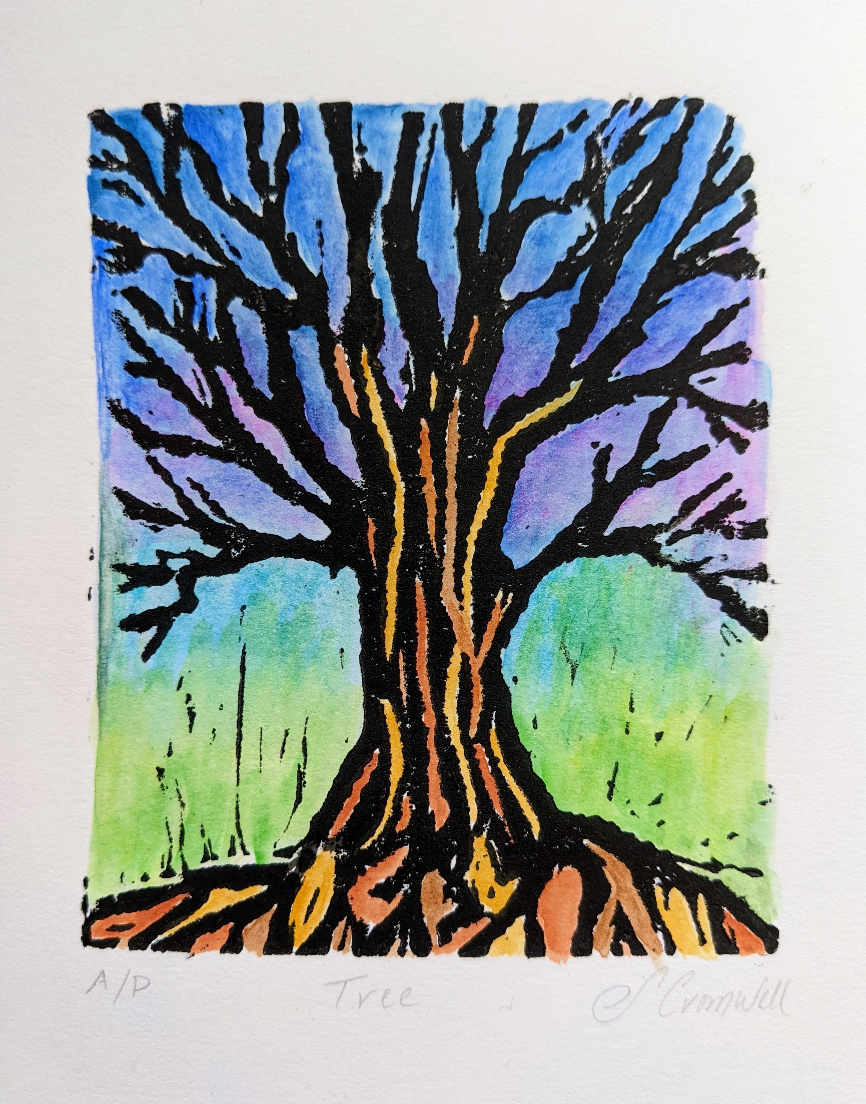 Linoleum Tree Prints