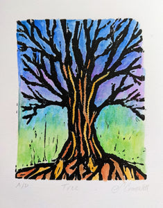 Tree Lino Block Print