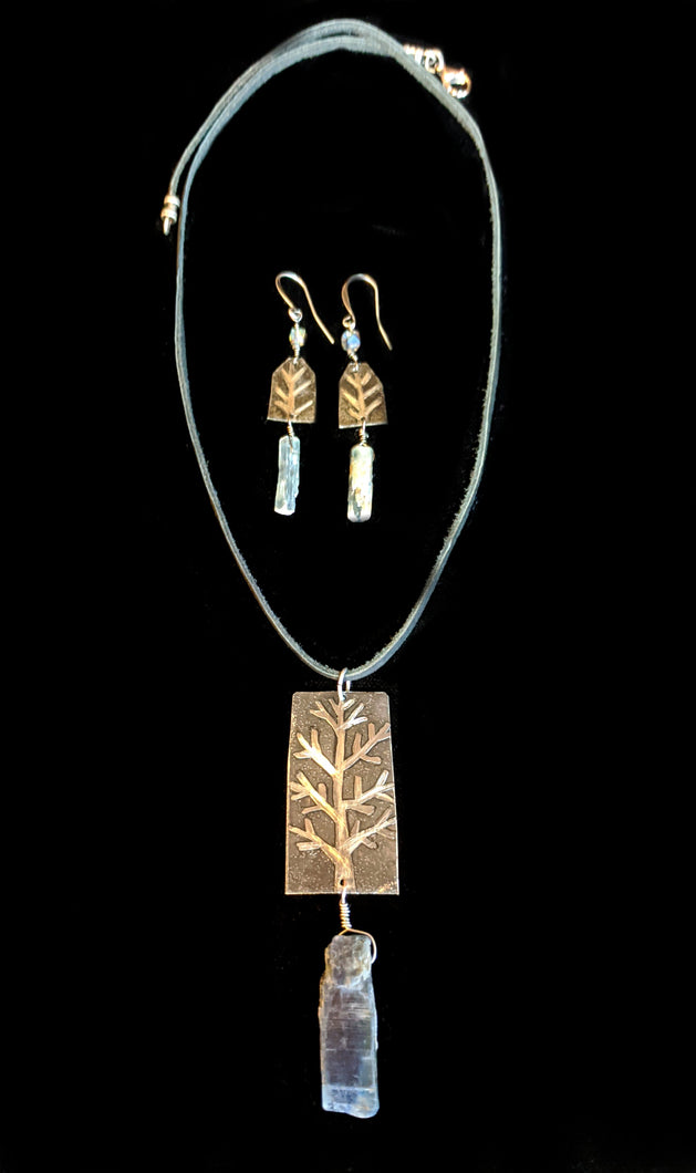 Tree & Kyanite Pendant Set - Sunroot Studio
