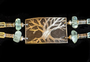 Nickel Silver Tree & Fluorite Bracelet