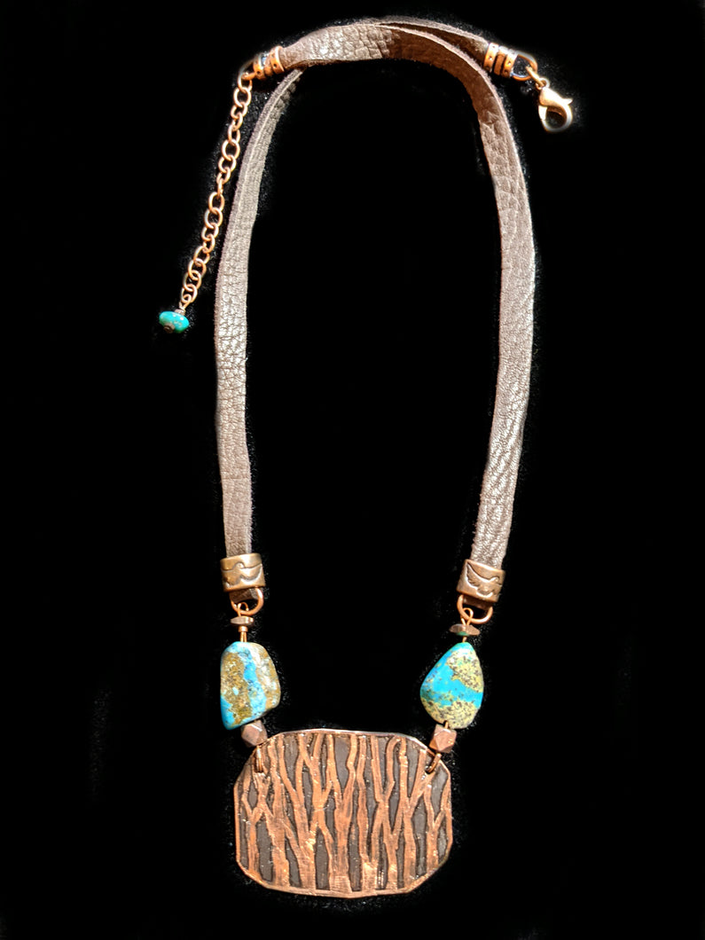 Trees & Turquoise Pendant Necklace - Sunroot Studio