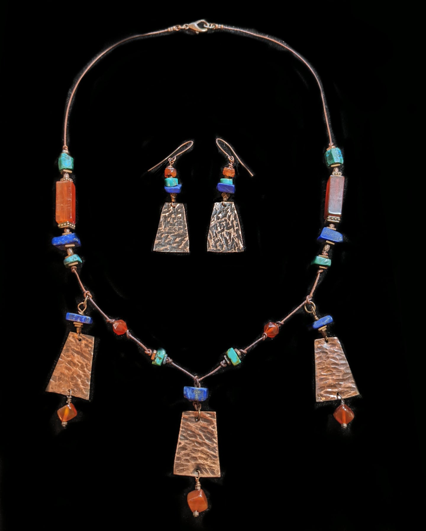 tribal copper & mixed stones set