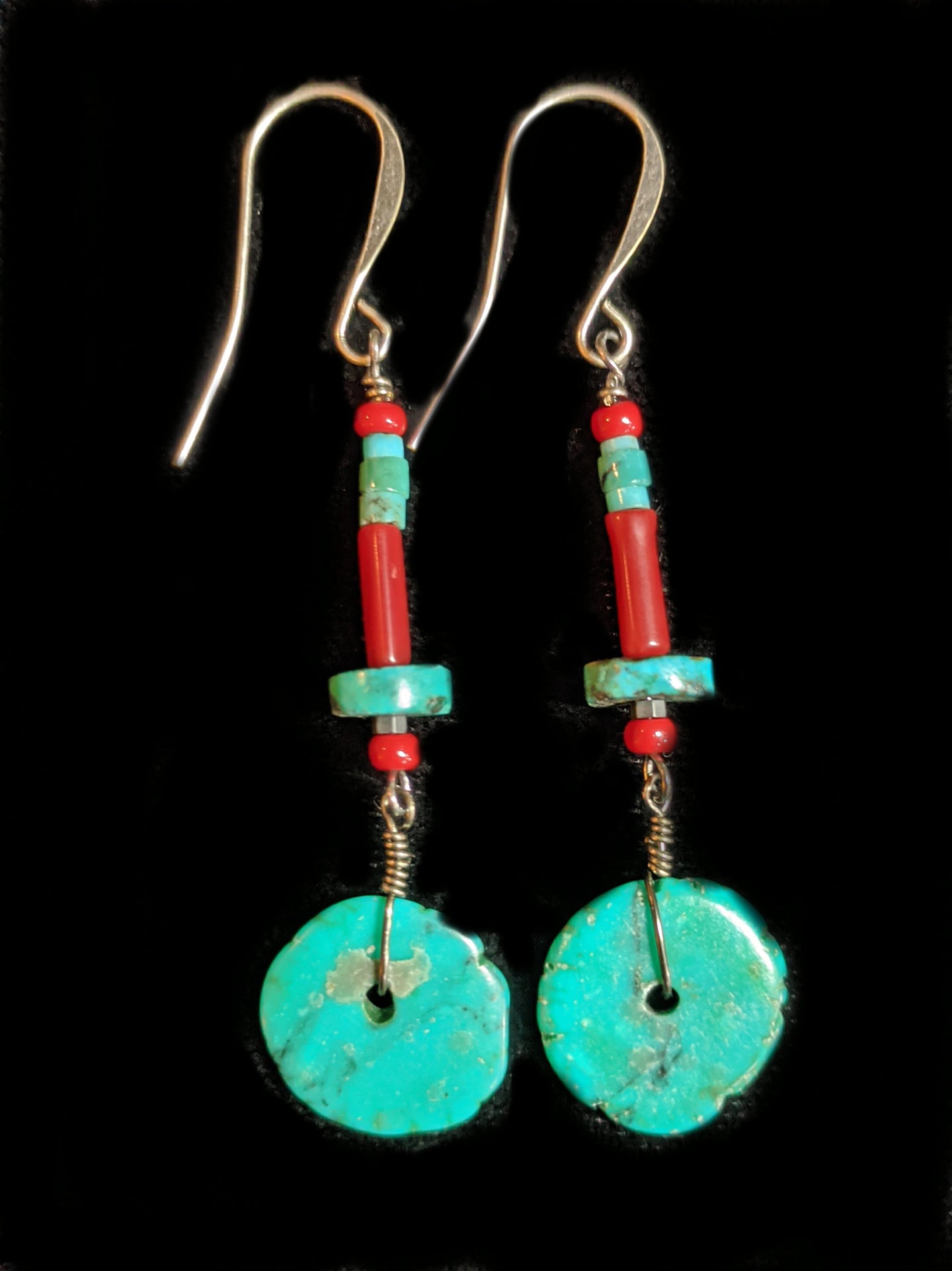 turquoise & coral earrings - sunroot studio