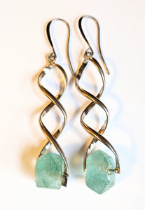 Twisted Wire & Glass Earrings - Sunroot Studio