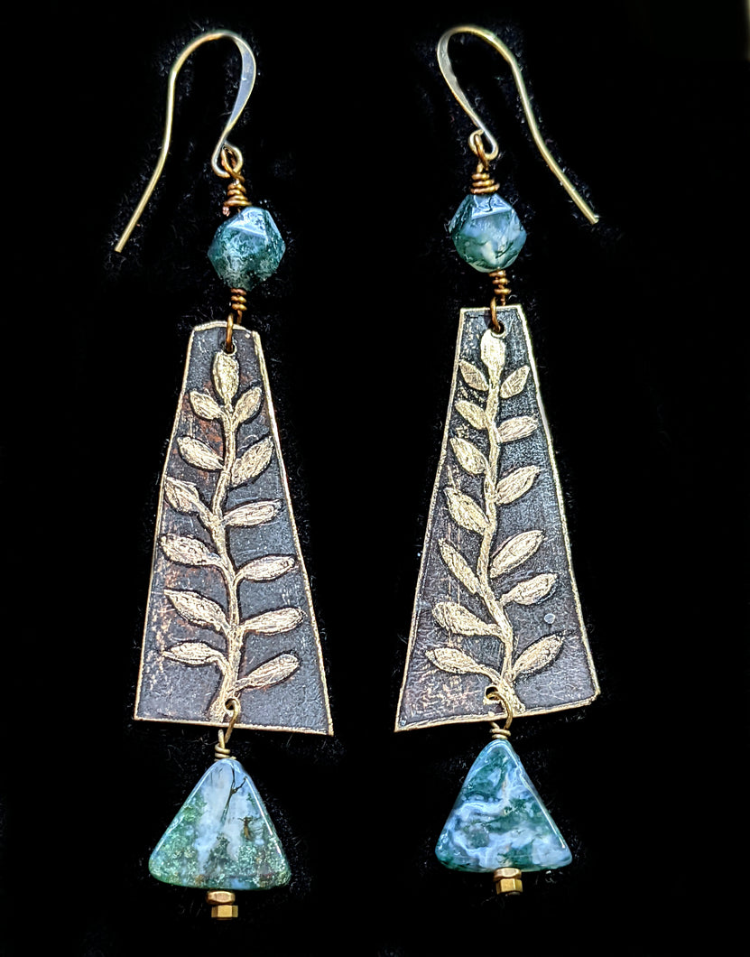 Vine & Moss Agate Earrings - Sunroot Studio