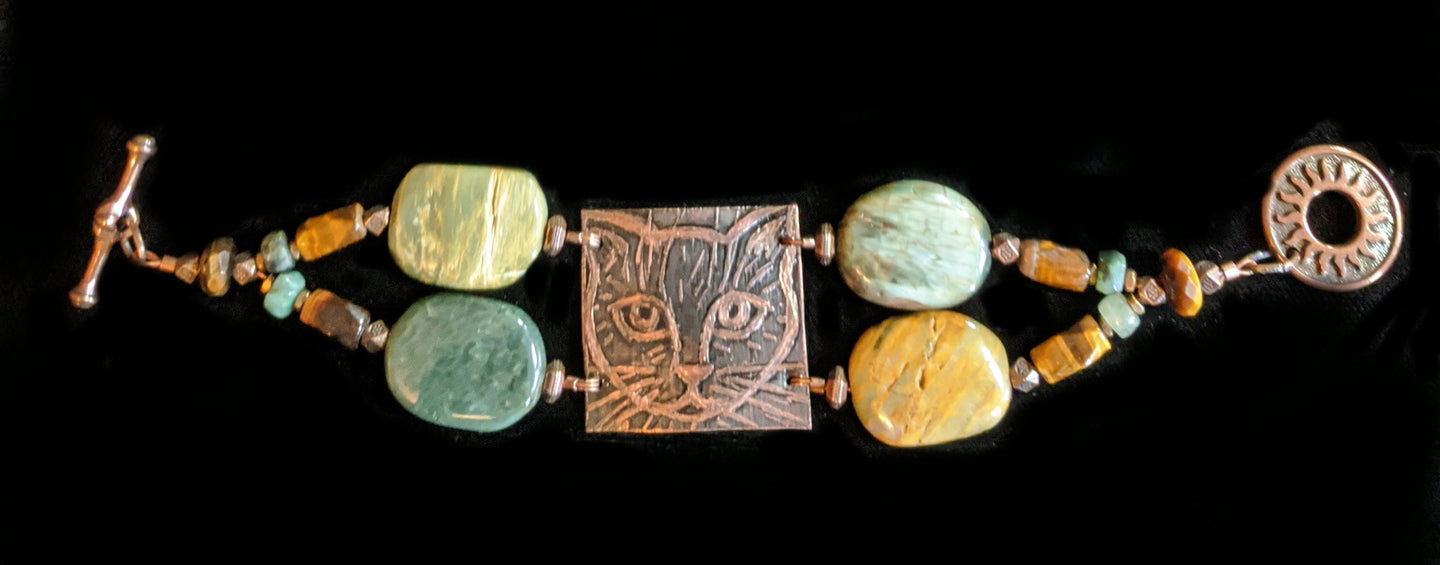 copper cat & cats eye bracelet - sunroot - studio