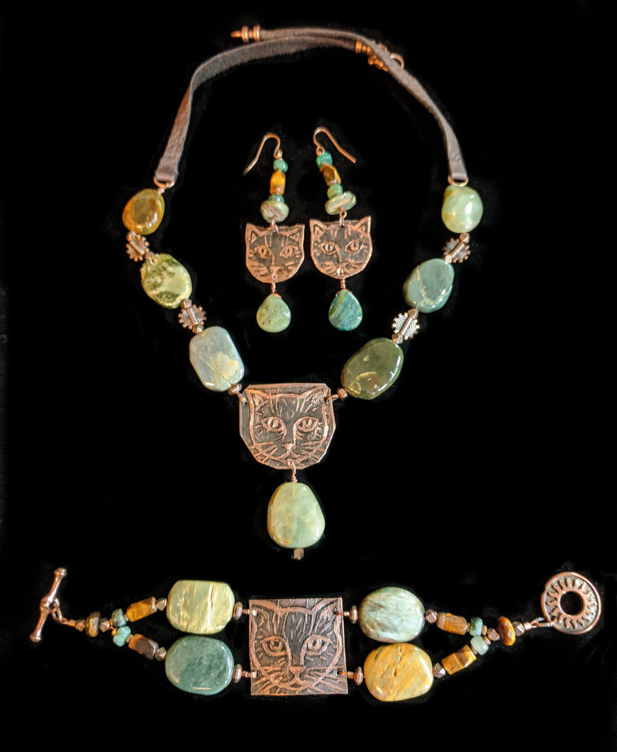 Copper Cat & Cats Eye Set - Sunroot Studio