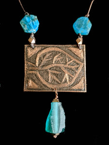 Copper Leaf & Apatite Necklace Set