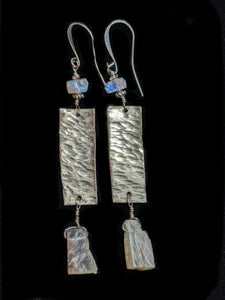 Nickel Silver & Moonstone Earrings - Sunroot Studio