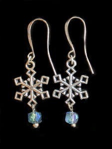 Snowflake & Crystal Earrings - Sunroot Studio